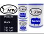Preview: Porsche, Black, 741 / A1 747 / A1: 500ml Lackdose + 500ml Klarlack + 250ml Härter - Set, von ATW Autoteile West.